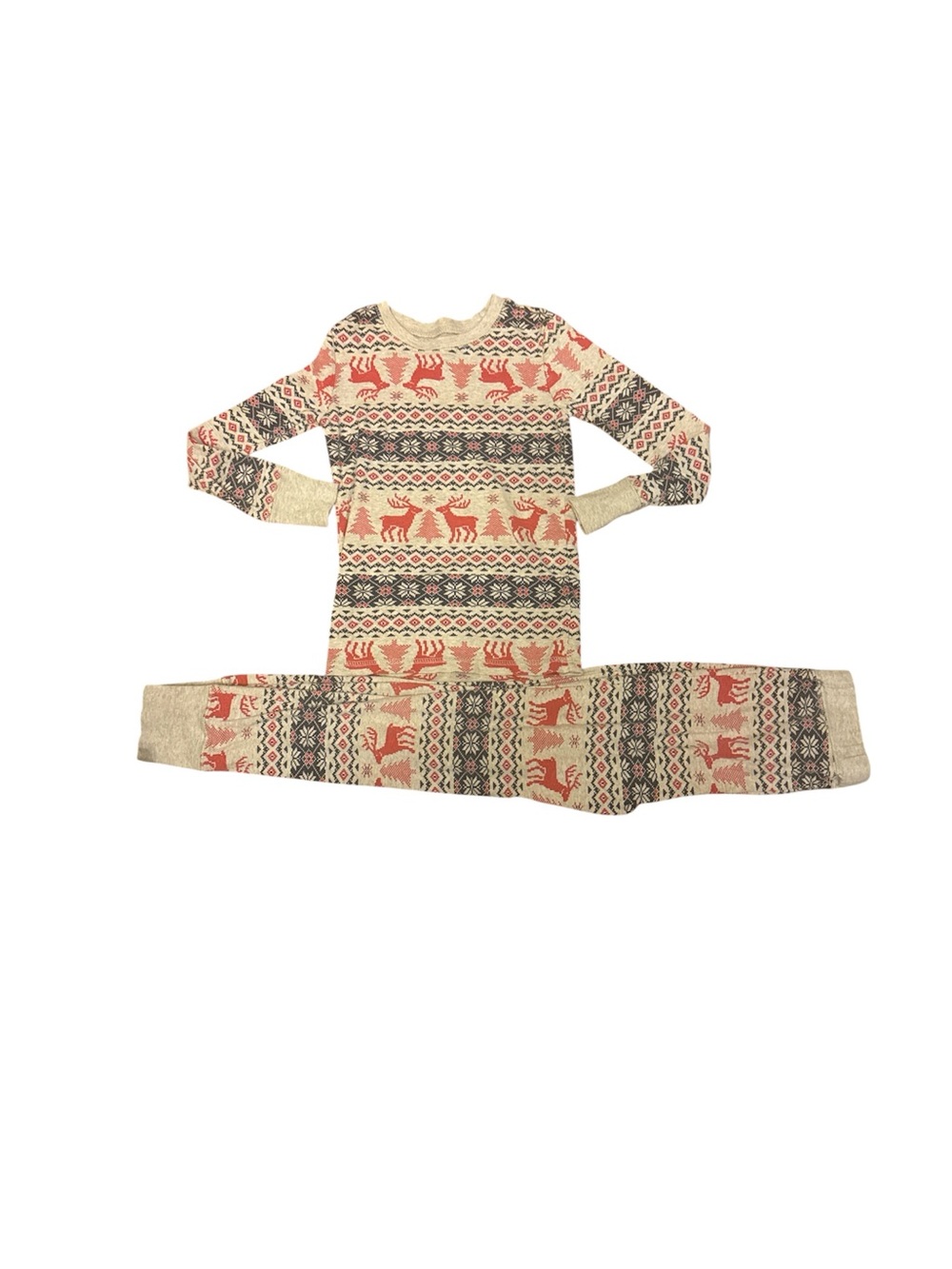 GAP White and Red Reindeer Fair Isle Kids Pajama Set